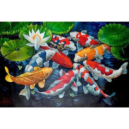NEW Diamond Painting Koi Golden Fish DIY 3D Diamond Embroidery Fish Jumps Mosaic Diamond Full Compilation For Needlework