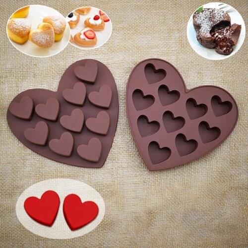 New High Quality 10 Cavity Love Heart Shaped Chocolate Silicone Mould Baking Mold Fondant Cake Chocolate Mold DIY Baking Tools