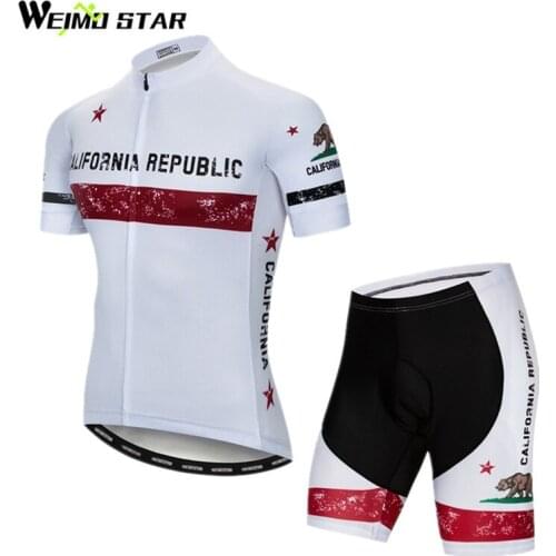 California Republic Team Cycling Clothing Summer Short Sleeve MTB Cycling Jersey Set Men Anti-UV Bicycle Wear Quick Dry Bike Kit