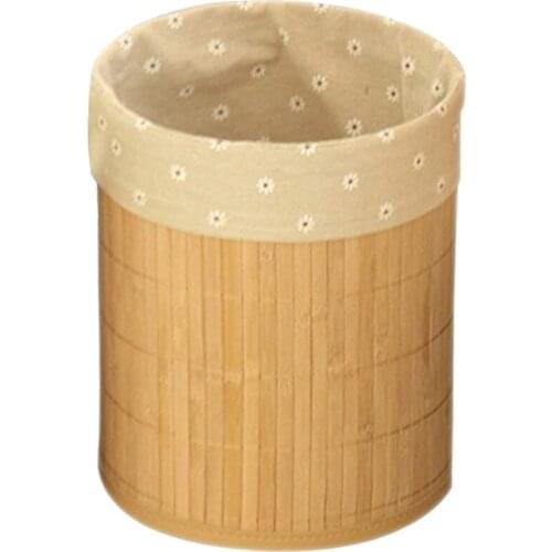 Folding Bamboo Paper Wastebasket Trash Bin Room Tidy Office Waste Bin 22x27cm A