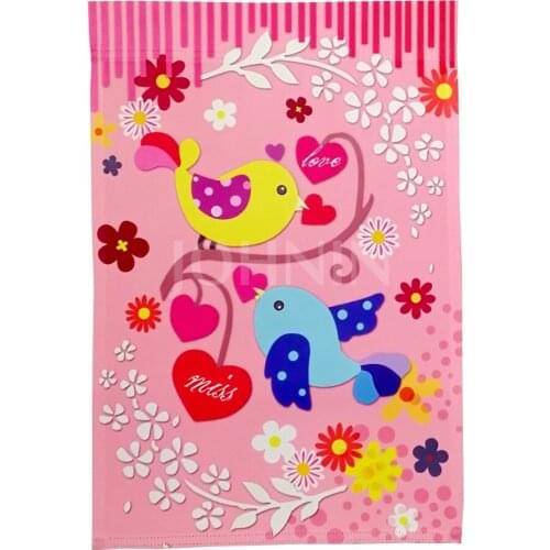 Own design Decorative Heart Trio Love Red Pink Valentine Day Garden Flag