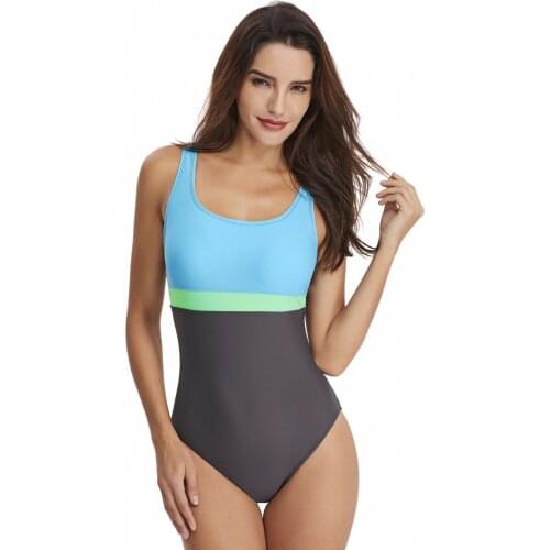 Sport One Piece Swimsuit Women Racerback Competition Swimwear Patchwork Racing Swimming Suit for Women U-back Bath Suits XX-587