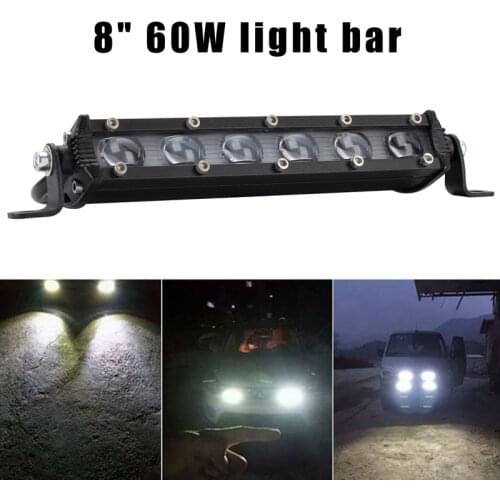 8 Inch Wrok Light led bar LED lightbar 60W 6000LM Car LED Headlight Light Driving Fog Lamp for Truck Tractor SUV 4x4 4WD Offroad