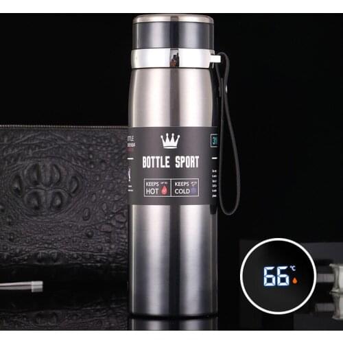 600/800/1000ml water bottles 316 stainless steel temperature measuring thermos mug outdoor large thermos pot gift mug custom