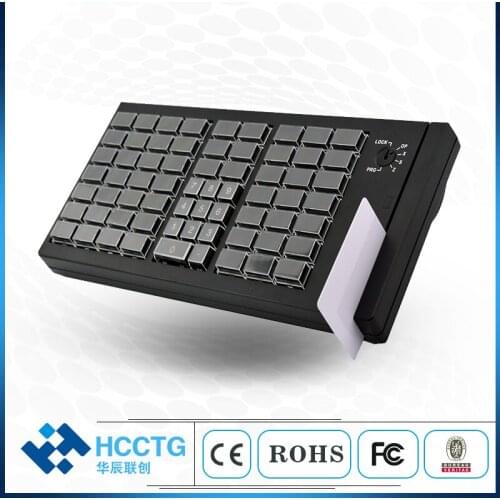 USB Wired 66 keys Programmable USB Membrane POS Keyboard with Electronic Lock Magentic card reader option KB66U