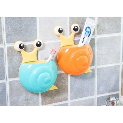 1PC New Snail Cartoon Sucker Toothbrush Holder Cute Suction Hook Tooth Brush Cup Tool Bathroom Accessories OK 0525
