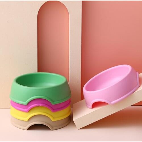 1Pc High Quality Solid Color Pet Bowls Candy-Colored Lightweight Plastic Single Bowl Small Dog Cat Pet Bowl Pet Feeding Supplies