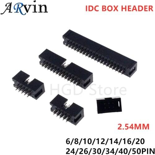 10Pcs Dip 6/10/20/26/34/40 PIN 2.54MM pitch Male Socket straight IDC BOX HEADERS PCB Connector Double Row 10P/20P/40P DC3 Header