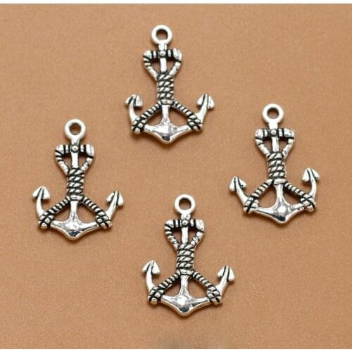 ANGRLY 10pcs 25*18mm Have Hook Up Fashion Ancient Silver Alloy Anchor Pendant Hand-beaded DIY Retro Accessories Metal Crafts