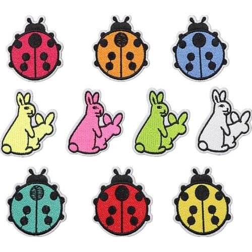 100pcs/lot Embroidery Patches Beetle Kangaroo Ladybug Jacket Jean Backpack Clothing Decoration Diy Iron Heat Transfer Applique