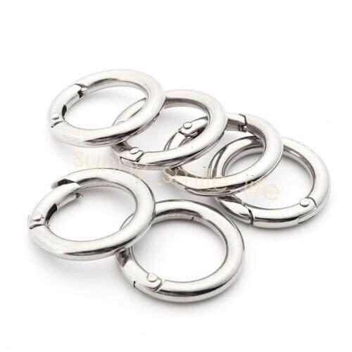 2Pcs Outdoor Snap Silver Round Circle Hook Buckle Carabiner Spring Clip Keychain