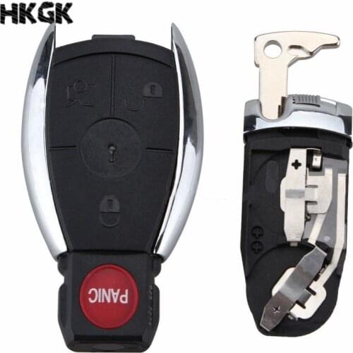 3+1 Button Remote Car Key Case Fob Shell for MERCEDES BENZ fob Uncut Replacement Empty Shell 3+1 BTN with Battery Clamp Holder