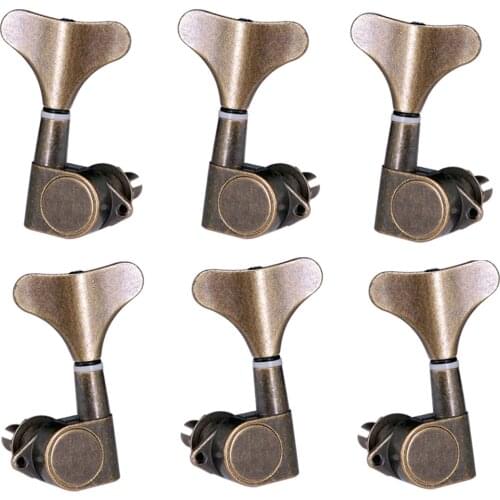 3+3 Sealed Bass Tuning Pegs Keys Machine Head Tuners for Bass, Bronze