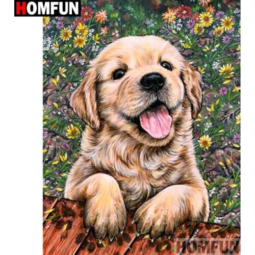 HOMFUN Full Square/Round Drill 5D DIY Diamond Painting "dog" Embroidery Cross Stitch 5D Home Decor A01846