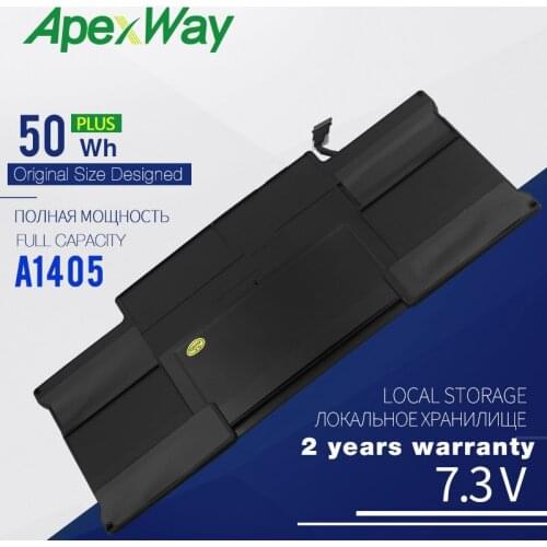ApexWay 7.3V A1405 A1496 New Laptop Battery for Apple Macbook Air 13.3" a1405 A1369 (Mid-2011) A1466 (Mid-2012) MC965 MC966 50Wh