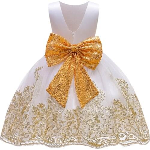 2021 New Summer Vintage Bow Kids Backless Dress Girl Children Costume Embroidery Party Princess Dresses Girls Vestido Clothes