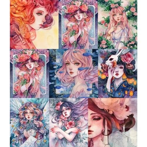 DIY Full Diamond Painting Watercolor Figure Painting Drill Embroidery Mosaic Machine Cross Stitch Handcraft Gift JX306