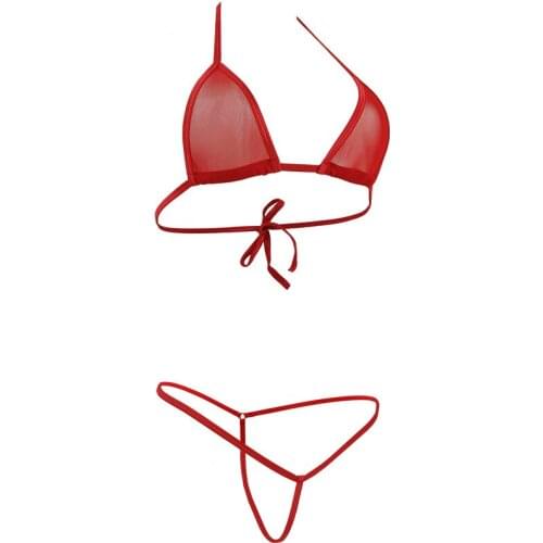 Extreme Micro Bikini Set Women Sexy Transparent See Through Mini Bathingsuit Beachwear Bra +G Strings Thongs Erotic Lingerie
