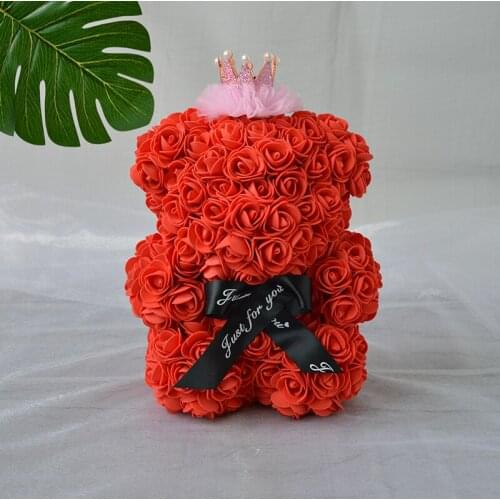25cm Artificial Teddy Soap Flower New Year Valentines Wedding Christmas Gift Decoration Rose Bear