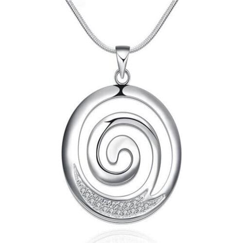 Italy High quality circels cz zircon jewelry silver 925 pendants necklace with 45cm chains for women drop ship wholesalers