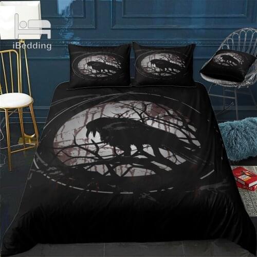 Blood Moon Raven Bedding Set Luxury Quilts and Quilt Bed 2 People Summer Bedding Set Twin Double Duvet Cover Childrens Bed Set