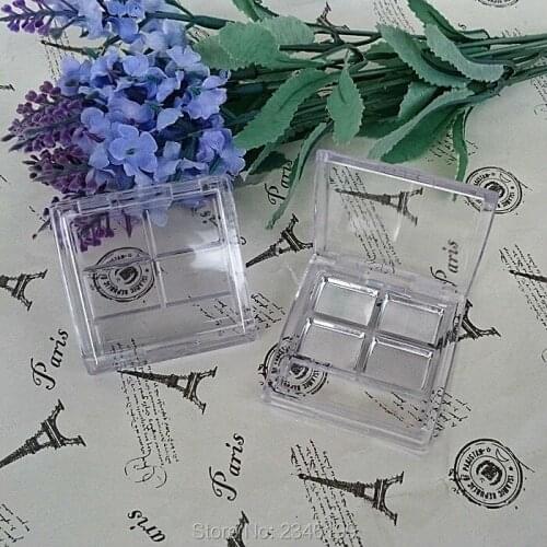 50pcs/lot Square Eyeshadow Container, Empty Clear 4grids Eyeshadow Box, Cosmetic Package, DIY Blush Case, Palette/Pigment Pans
