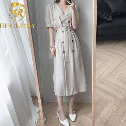 Summer Women Fashion Casual Dresses Short Sleeve V-Neck Black Beige Elegant Loose Plus Size Mide Dress With Belt Vestidos Robe