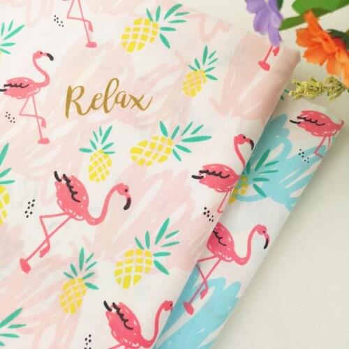 Pineapple flamingo Pink Blue Diy Handmade Patchwork Quilting Sewing Pillows Baby Bedding Textile Material 100% Cotton Fabric