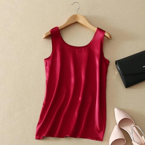 2018 100% Pure Silk Summer tank top Fashion Women Blouse Sleeveless Soft Plain Vest Basic T shirts Great Quality Casual Camisole