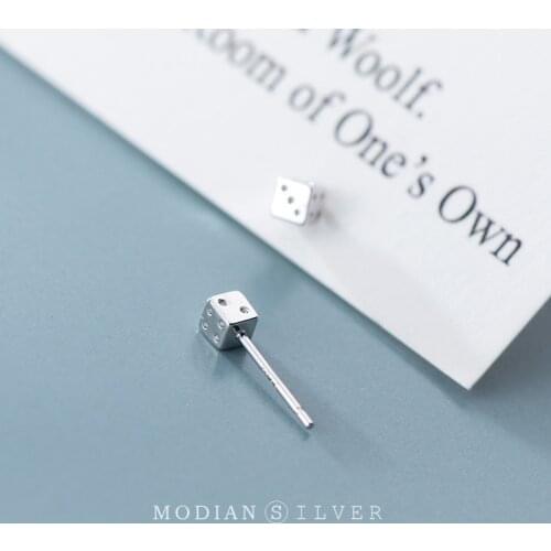 Modian Fashion Number Dice Creative Stud Earring for Women 925 Sterling Silver Anti-allergy Ear Pin Fine Jewelry Brithday Gift