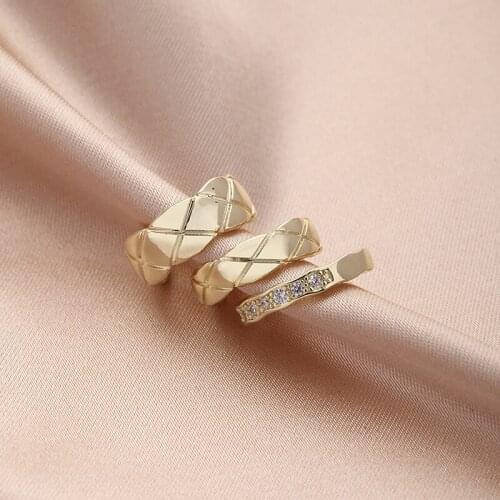 Fashion Cubic Zircon cuff Earrings set round shiny gold color Earrings For Women Wedding Korea Jewelry