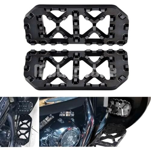 1 Pair Wide MX Offroad Chopper Bobber Style Front Driver Bagger Floorboards with Non-Slip Traction for 1983-2019 Harley Touring