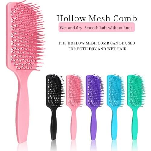 New square hollow massage comb, wet and dry mesh tangled hair brush, household scalp care and hair styling tool