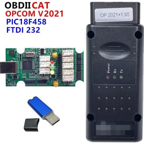 OBDIICAT 10pcs/lot Opcom V1.59 V1.70 V1.95 V1.99 PIC18F458 Chip FTDI OBD II OBD2 Diagnostic tool for Op-el OP COM CAN BUS
