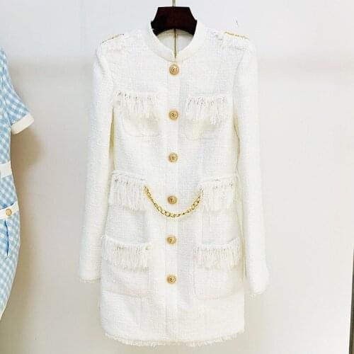 Korean style Designer Womens loose plaid blazers jackets Spring Autumn 2021 Women High quality 100%Silk lining tweed coat A040