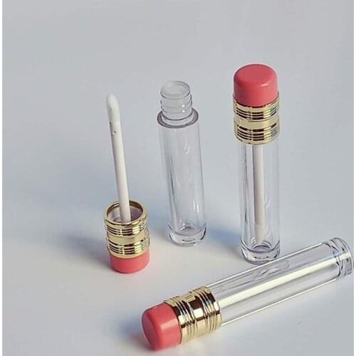 Empty Pencil Lip Gloss Tube Round Lipgloss Packaging Bottle Plastic Clear Refillable Container Lip Gloss Wand Tube 50/100pieces
