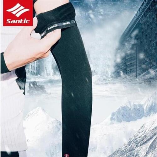 Santic Cycling Arm Warmers Winter Thermal Arm Sleeve Outdoor Sport Basketball Baseball Keep Warm Arm Sleeves Asia S-XL