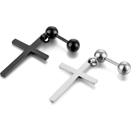 Fashion Cross Pendant Stud Earrings Cartilage Drop Dangle Earrings Punk Goth Jewelry For Cool Women Girl Friendship Gifts