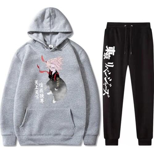 Tokyo Revengers Hoodies Pants Suit Japanese Anime Copslay Sweatshirt Trousers Set Pullovers Oversized Loose Streetwear Costume