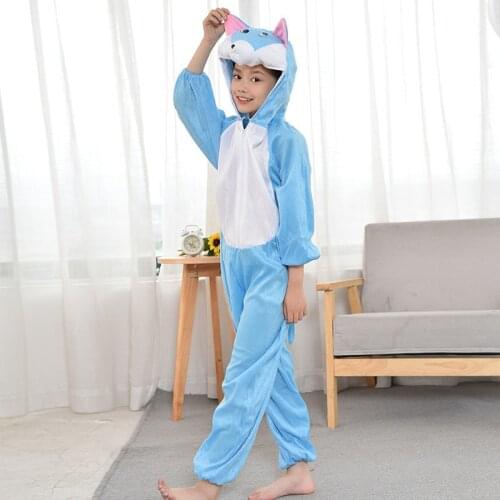 Umorden Children Kids Boys Girls Cartoon Animal Coat Blue Black Cat Costume Performance Jumpsuit Childrens Day Costumes