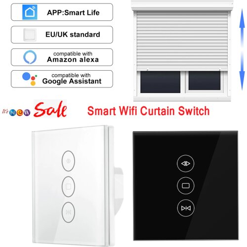 EU/UK 110-250V WiFi Electric Curtain Switch Touch APP Samrt Life Voice Control By Alexa Echo For Mechanical Limit Curtain Motor