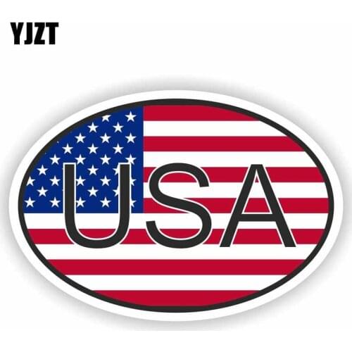 YJZT 12CM*8CM Personality Car Sticker USA COUNTRY CODE OVAL WITH FLAG Decal PVC 6-0197