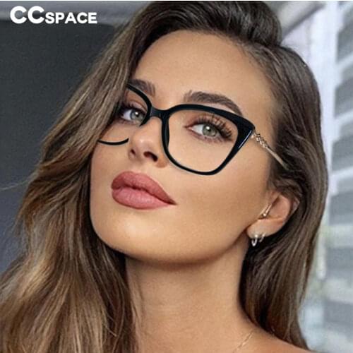 48280 Plastic Titanium Cat Eye Anti Blue Light Optical Glasses Frames Women Diamond TR90 Fashion Computer Eyeglasses
