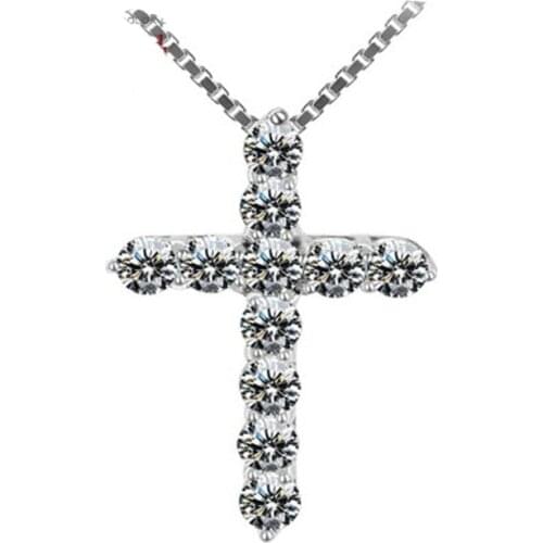 New arrival high quality fashion cross shiny zircon 925 sterling silver ladies`pendant necklaces jewelry birthday gift