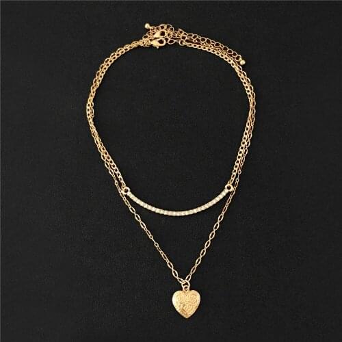 Goth Cuban Lover Heart Pendant Necklace Women Collares New Design Gold Color Big Love Snake Chain Necklaces Aesthetic Jewelry