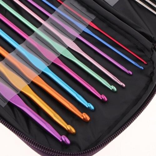 1 Set Crochet Hooks Needles Weave Yarn Stitches Knitting Craft Tool Kit Case