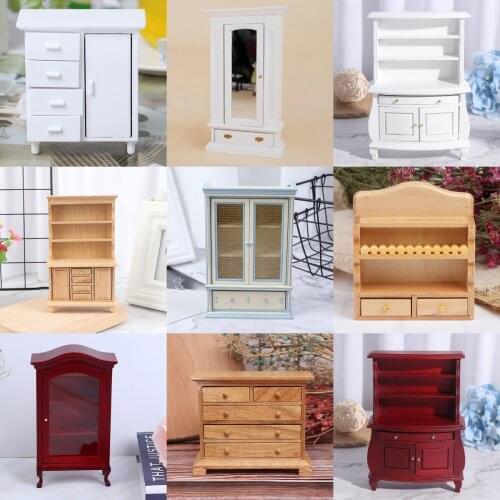 1PC DIY Miniatures Closet Hanging TV Book Cake Bedside Table Cabinet Shelf Legs Cupboard Model Dollhouse Furniture Toys
