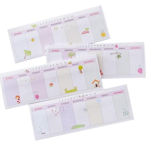 1pack/lot Weekly plan events Memo self Adhesive Schedule Sticky Notes bookmaker Stationery for School and office