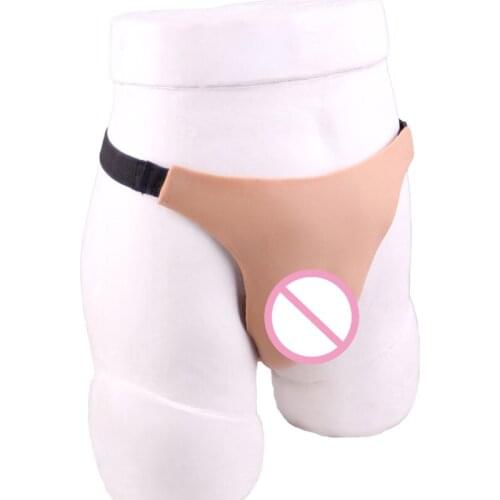 180g Silicone T-back Women Panty Camel Toe Female Fake Vagina Women Underwear Crossdress Cosplay Fake Breast Costume Transgender