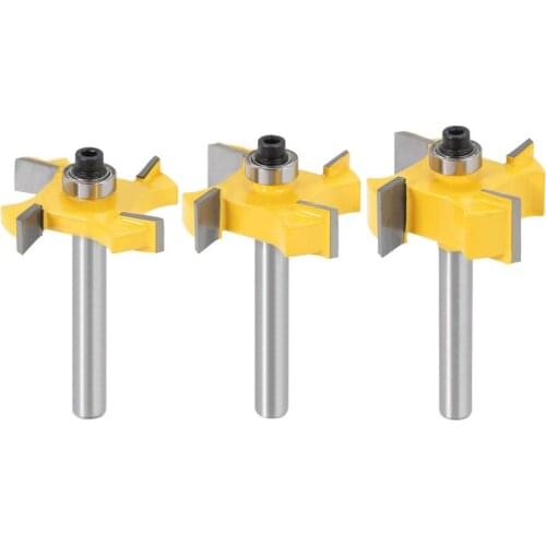 3pcs/Set 6mm 6.35mm Shank Rabbeting Bit Slotting Grooving Blade Wood Cutters Woodworking Tools Router Bits Set